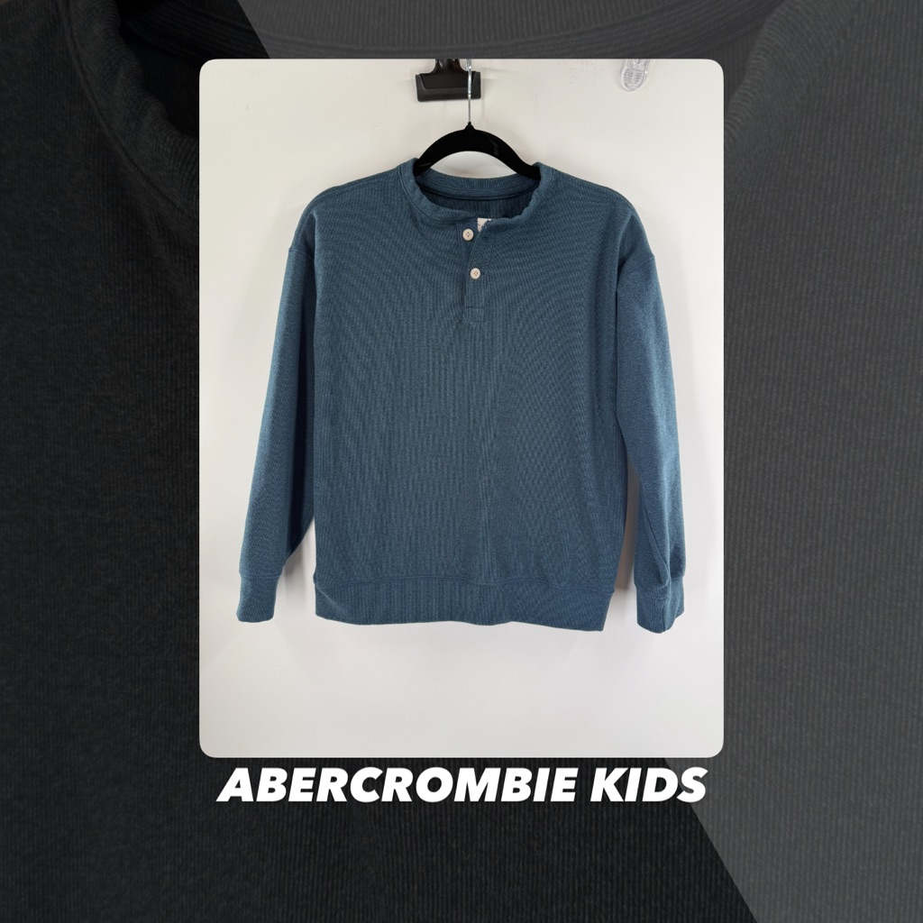 Euc Abercrombie Kids Blue Long Sleeve Henley Tee